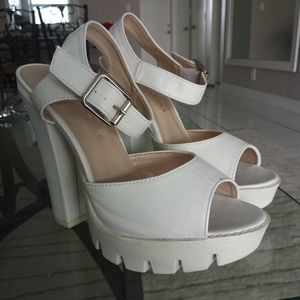 NastyGal white chunky heel